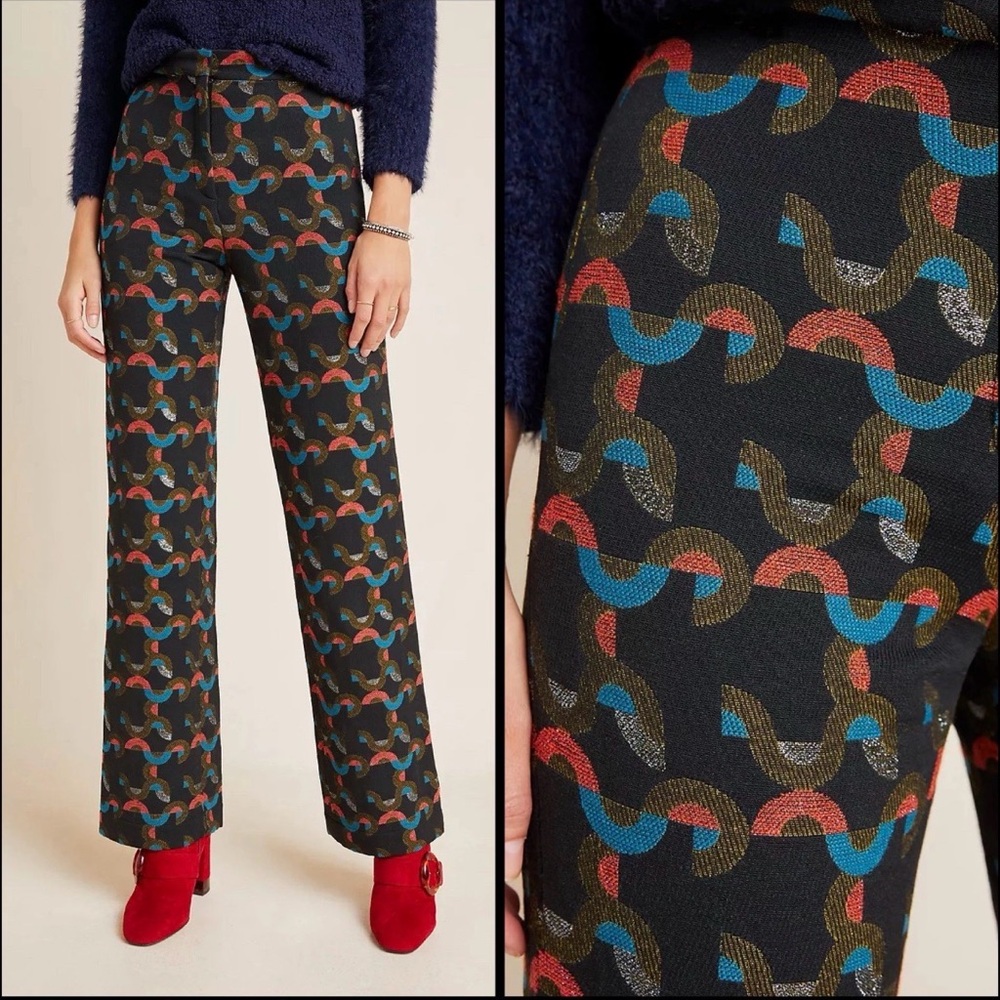 Corey Lynn Calter Loulou Jacquard Slim Trousers Geometric Print Multicolor
